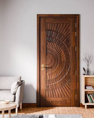 Carved decorative wooden door panel