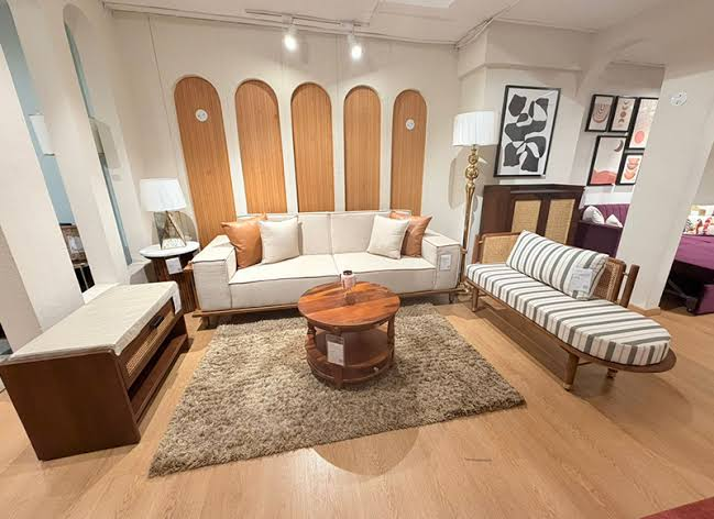 Furniture showroom styled with wood panelling